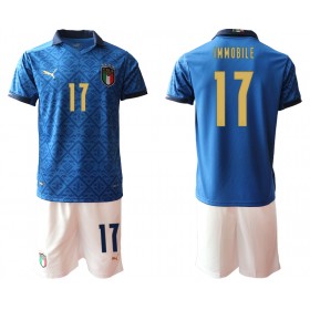 Camisolas de Futebol Itália Ciro Immobile 17 Criança Equipamento Principal Euro 2020 Manga Curta